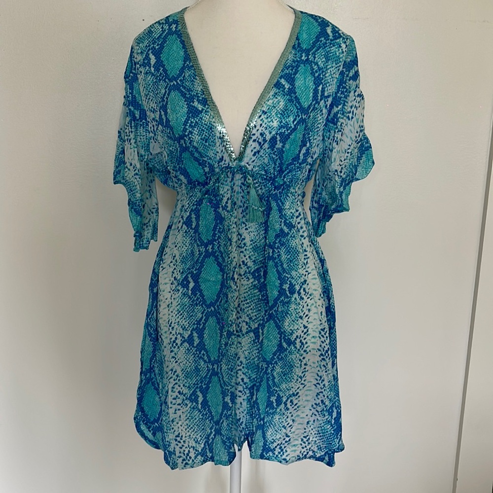 Beth & Tracie Resort snake print beach cover up dress